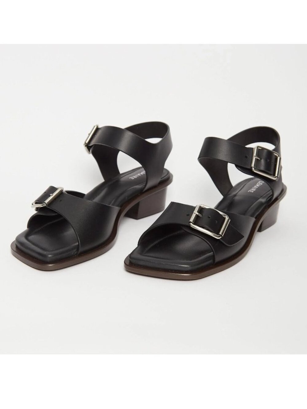 Lemaire Black Square 35m Heeled Sandals, size 38